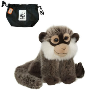 WWF knuffel aap in tas van 20 cm is een zachte ringstaartmaki met grijze vacht