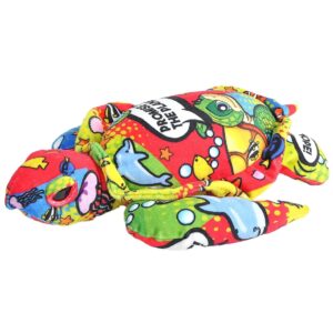Zachte pluche schildpad van polyester met een opvallende print en natuurthema.