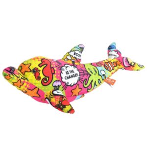 Zachte pluche dolfijn van polyester met een opvallende print en een natuurthema.